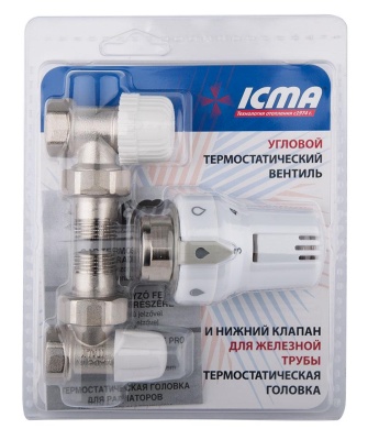 986+774 ICMA набор угловой  термостатический 1/2+805 (вентиль, клапан, термоголовка)