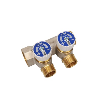 227 ICMA 1"х 2 Коллектор простой сборный с отсекающими кранами, выходы 1/2"M.RU