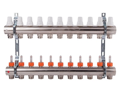 K013 ICMA 1"x11 Коллектор с расходомерами, с кронштейнами, под сервоприводы М28х1,5